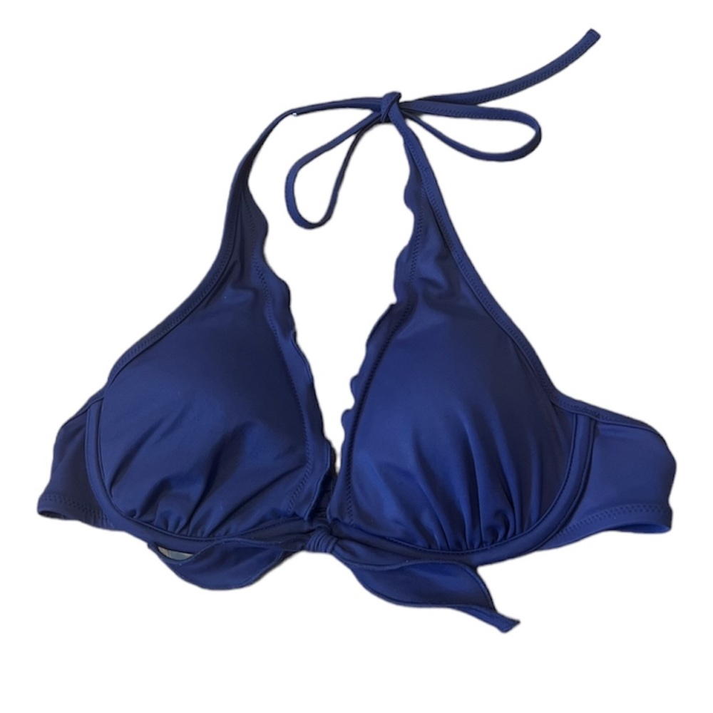 Victoria’s Secret Bikini Top Purple Halter Neck Tie Bow Removable Pads Sz 34 B